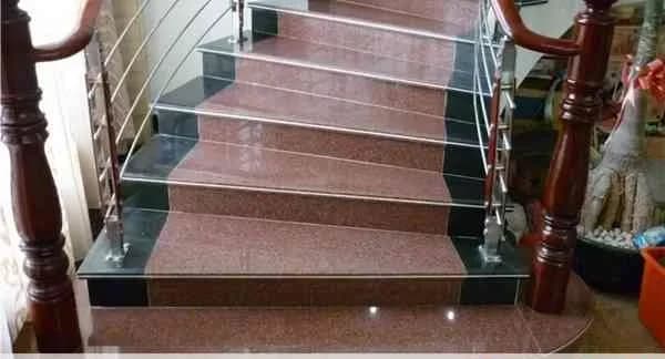 Red granite exterior staircase