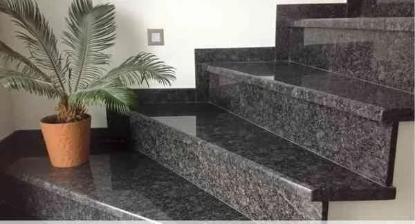 Granite steps and risers on a staircase